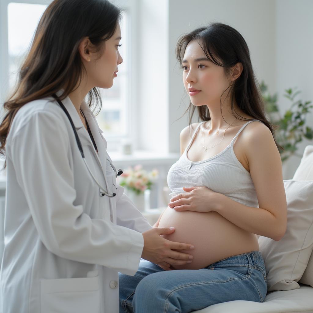 Pregnant woman at a doctor's appointment