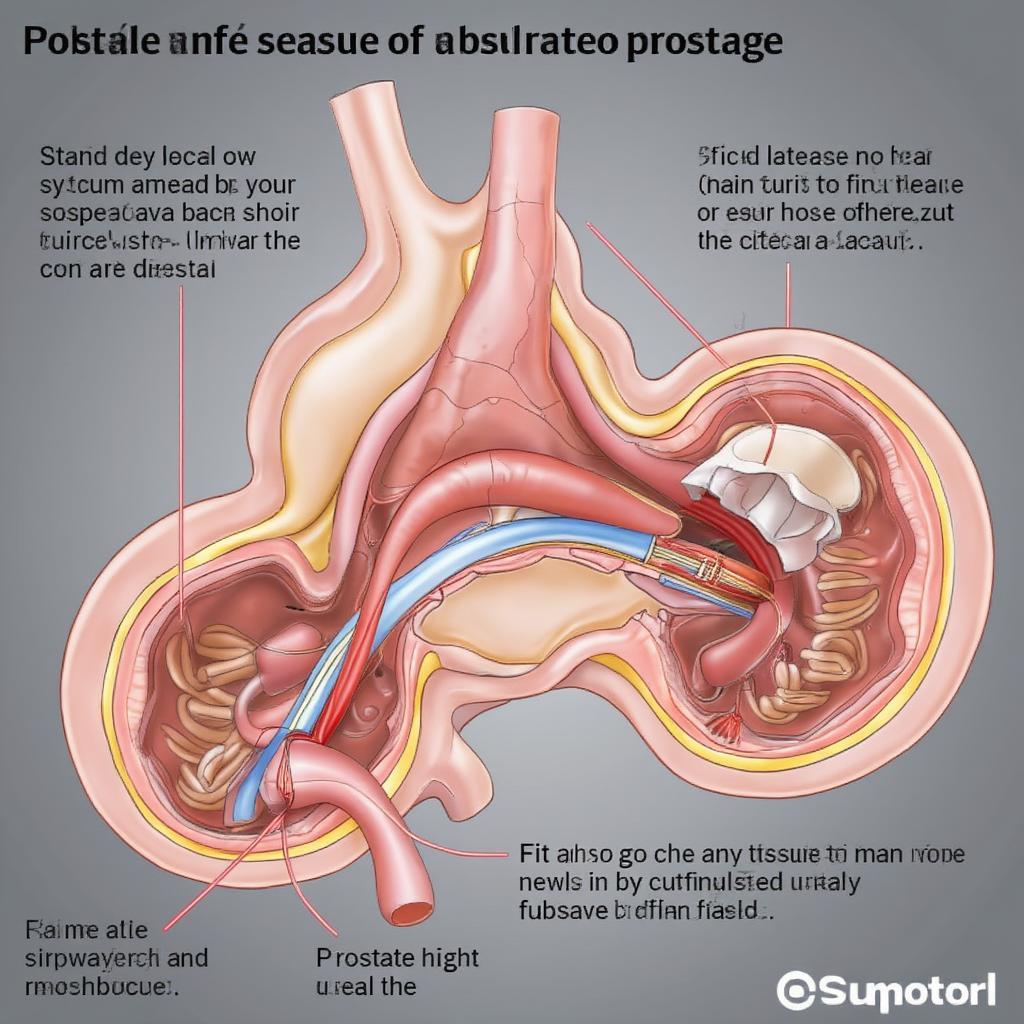 Diagram of prostate surgery showing the removal of tissue