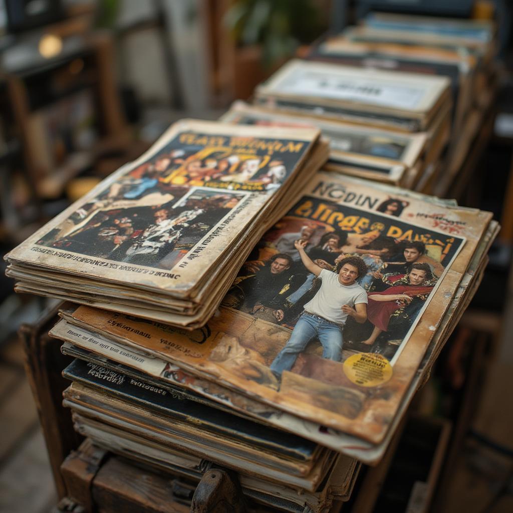 70s music records stack