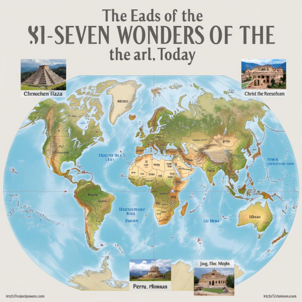 map of the seven wonders of the world