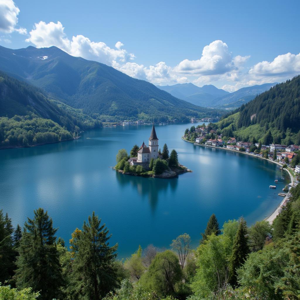 lake bled slovenia view from above