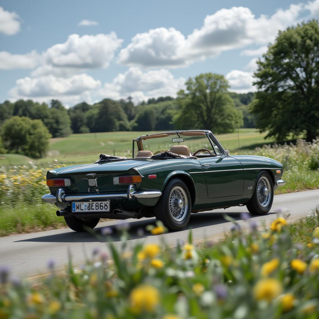 triumph stag side profile classic car road