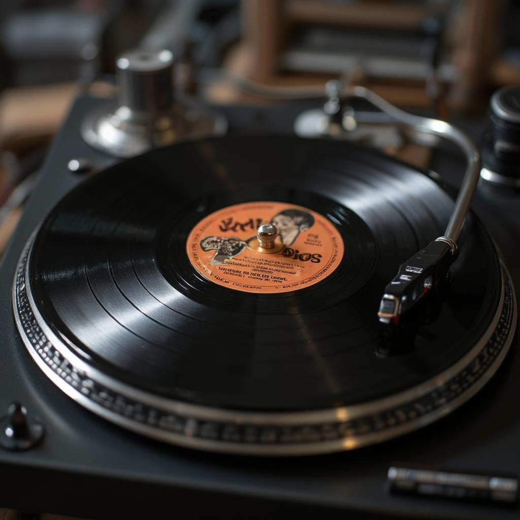 A close-up shot of the Vaya Con Dios vinyl record on a turntable