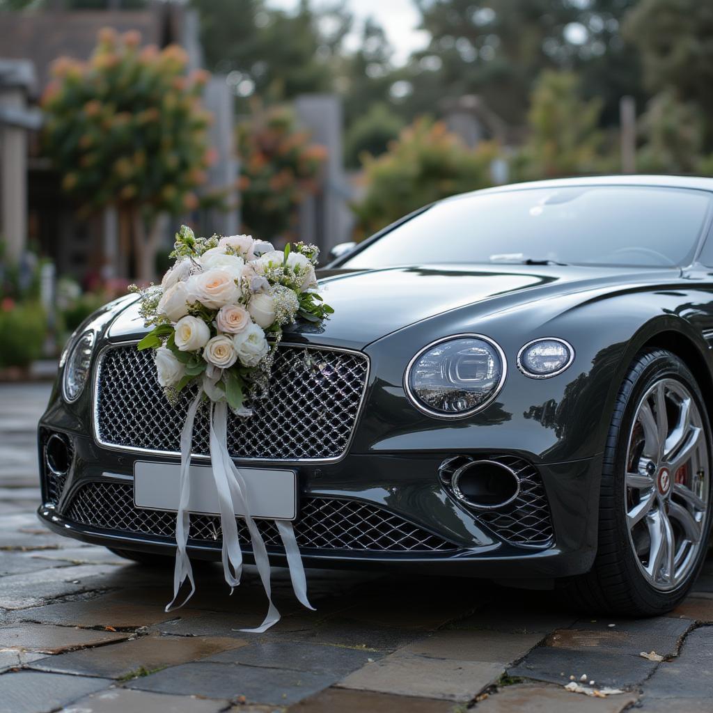 Bentley Continental GT wedding car with wedding decorations