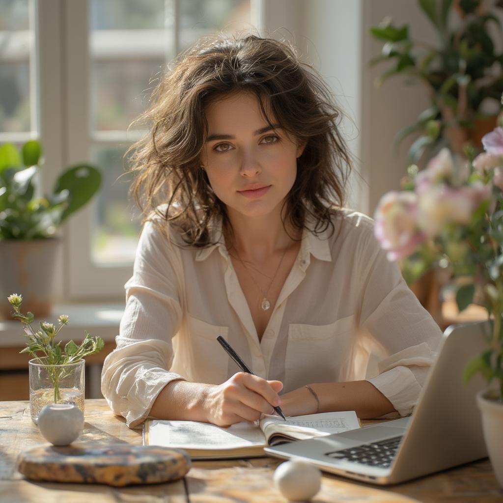 woman planning balanced life in a journal