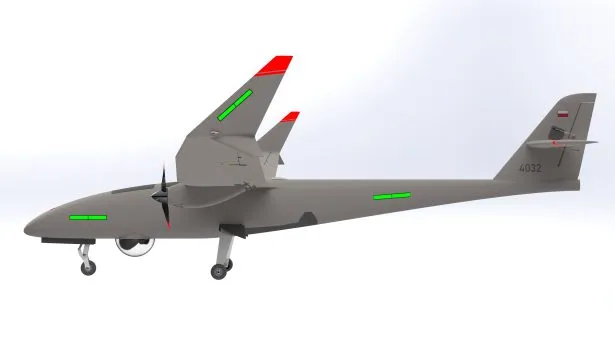 3D-Rendering eines unbemannten Luftfahrzeugs für Beobachtungsmissionen, entworfen mit SOLIDWORKS