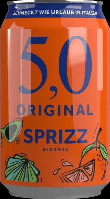 5,0 Original Sprizz in der 0,33l Dose, ein leichtes Biermischgetränk