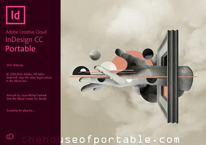 Adobe InDesign CC Portable auf einem Desktop mit geöffnetem Projekt