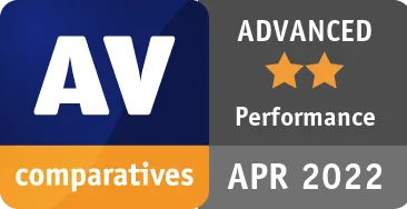 ADVANCED+ Auszeichnung im Antiviren-Performance Test 2022