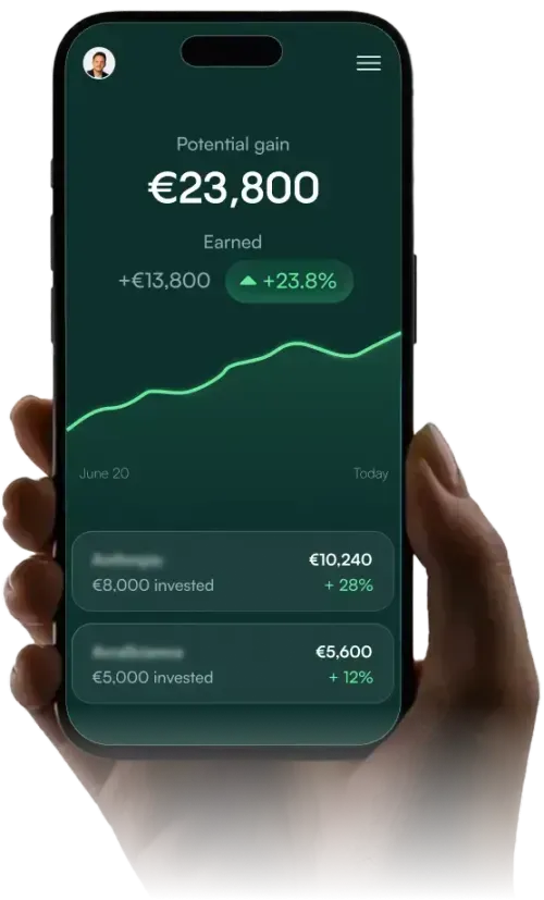 Akka App Startseite mit Investitionsmöglichkeiten und Events