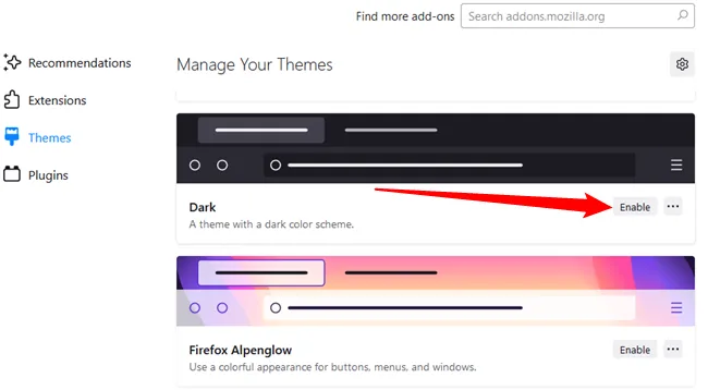Aktivieren des Dunkelmodus in Firefox