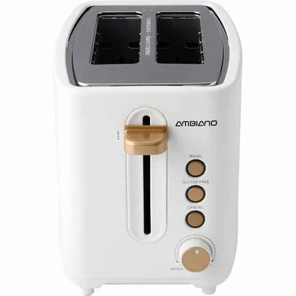 Aldi Ambiano 2-Schlitz Toaster in elegantem Schwarz, bereit zum Toasten von Brot.