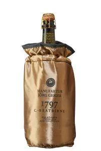 Alkoholfreier Birnenschaumwein mit Kühlmanschette für sofortigen Genuss