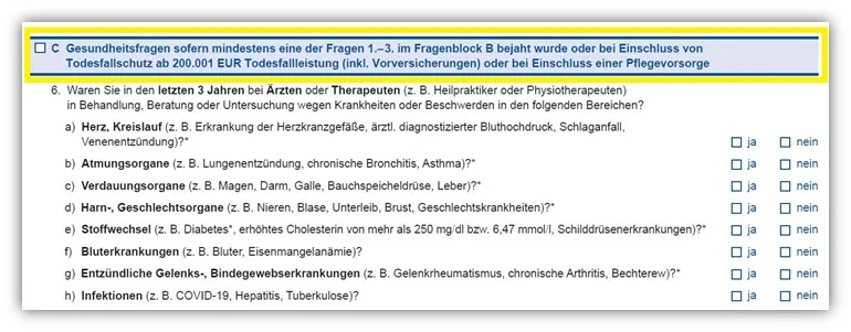 Allianz DLVAG Risikolebensversicherung Gesundheitsfragen 5 Jahre 3 Jahre