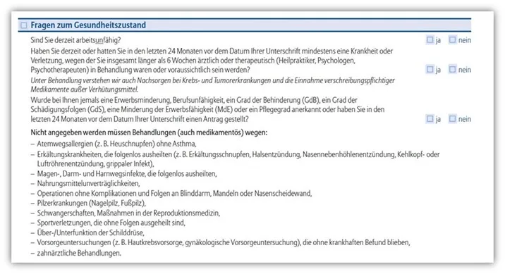 Allianz DLVAG Risikolebensversicherung verkürzte Gesundheitsfragen