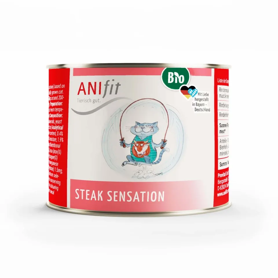 ANIfit Bio Steak Sensation – Nassfutter für Katzen in Bio-Qualität