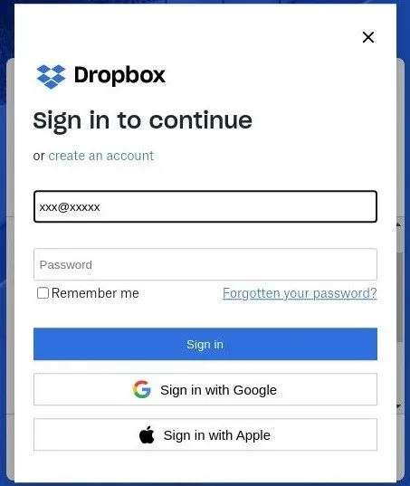 Anmeldeseite mit einem Phishing-Formular