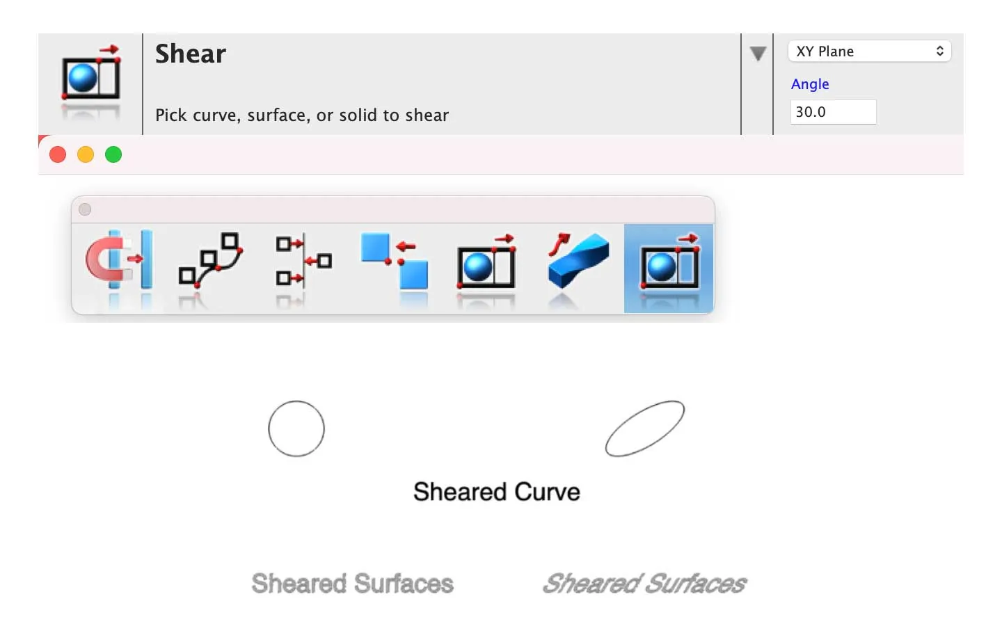 Anwendung der Scher-Transformation auf verschiedene Geometrien in ViaCAD®