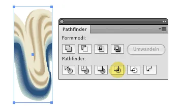 Anwendung des Pathfinder "Schnittmengenfläche" in Illustrator