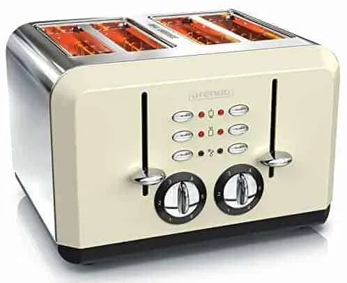 Arendo 23032502 Toaster im Retro-Design für vier Scheiben