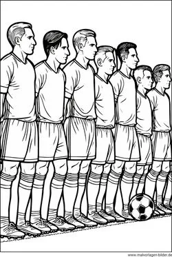 Aufstellung der Fu?ballmanschaft Ausmalbild