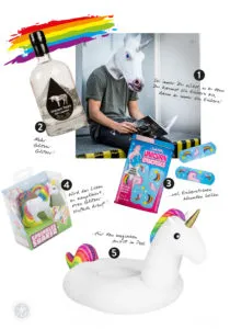 Auswahl an lustigen Einhorn-Geschenkideen von Radbag