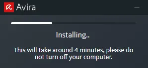 Avira Installationsfortschritt als Toast-Benachrichtigung