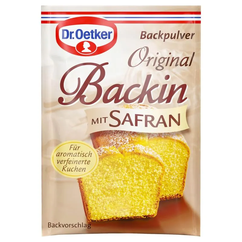 Backin Backpulver mit edlem Safran, ideal für spezielle deutsche Backrezepte.