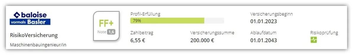 Baloise Risikolebensversicherung Angebot für Ingenieure