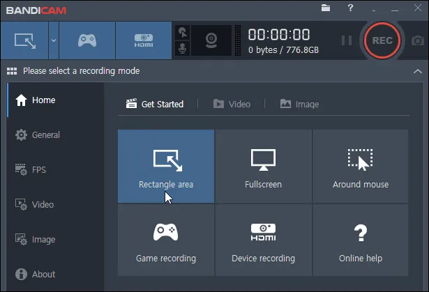 Bandicam Software-Interface zur Gaming-Aufnahme