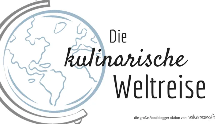 Banner der Kulinarischen Weltreise, die zu spanischen Rezepten inspiriert.