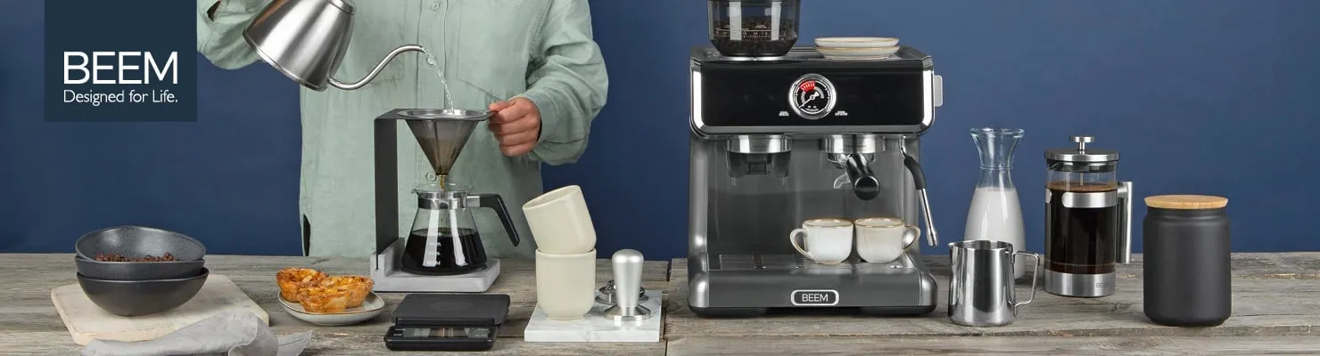 Banner mit verschiedenen BEEM Kaffeemaschinen für individuellen Genuss