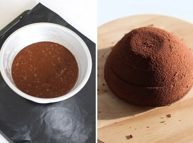 Barbiepuppe Torte mit Ganache eingestrichen