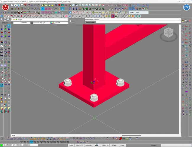 Beispiel einer 3D-Konstruktion in alphaCad