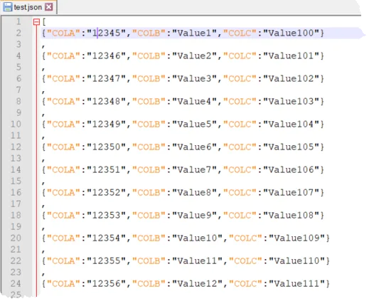 Beispiel einer JSON-Datei für den Daten-Upload