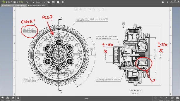 Beispiel für Anmerkungen in eDrawings, die aus SOLIDWORKS 2020 Dateien stammen