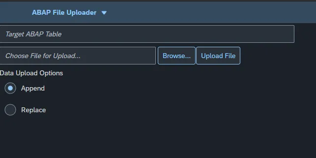 Benutzeroberfläche des ABAP File Uploader Tools