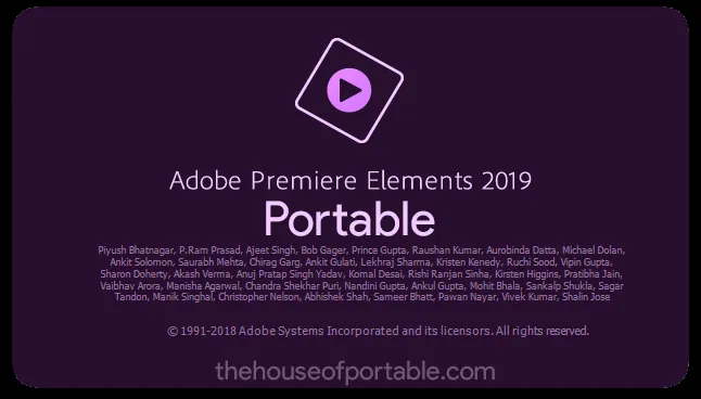 Benutzeroberfläche von Adobe Premiere Elements 2019 Portable mit Videobearbeitungstools