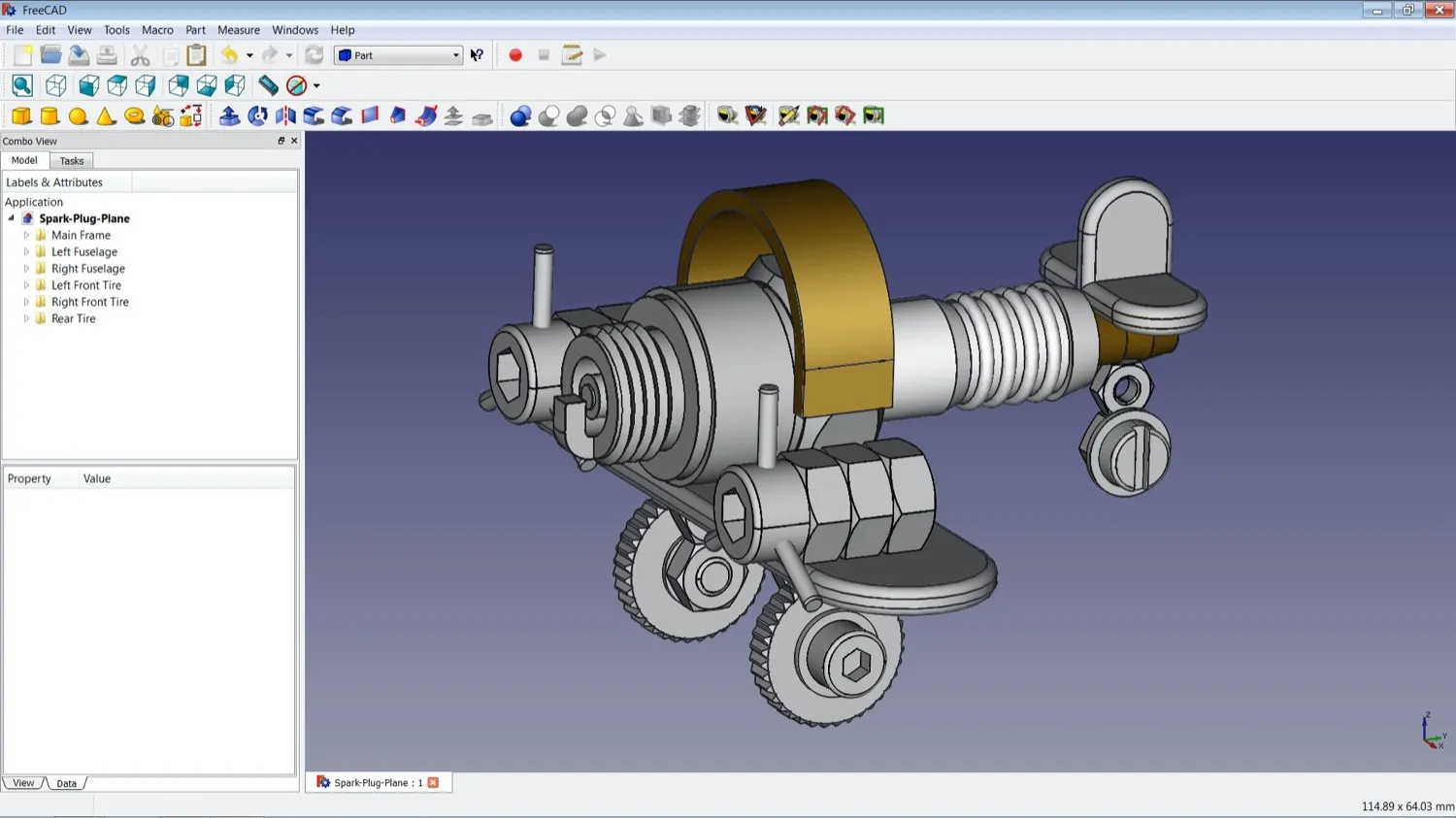 Benutzeroberfläche von FreeCAD, einer kostenlosen 3D CAD Software für präzise Konstruktionen