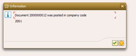 Bestätigung des neuen Stornobelegs in SAP