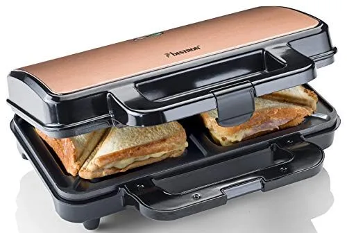 Bestron ASM90XLCO – Designorientierter Sandwichmaker mit kupferfarbenem Deckel
