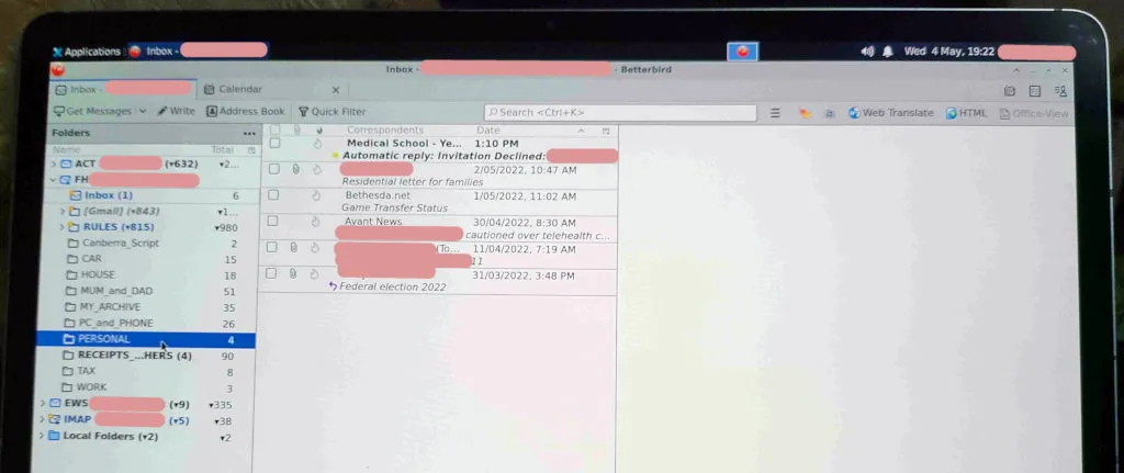 Betterbird E-Mail-Client läuft auf einem Samsung Galaxy Tab S7, demonstriert die Flexibilität der Software auf mobilen ARM64-Geräten
