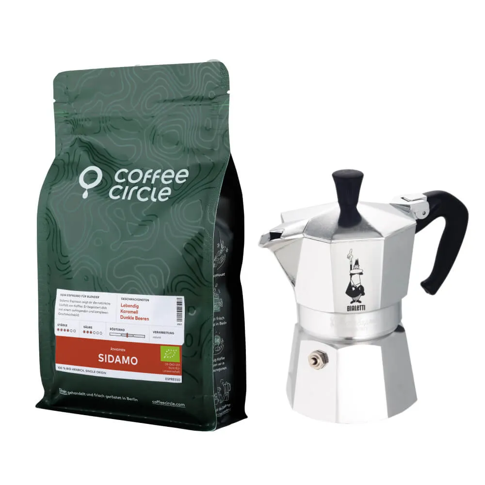 Bialetti Moka & Espresso im Set ganze Bohne / Espresso Sidamo