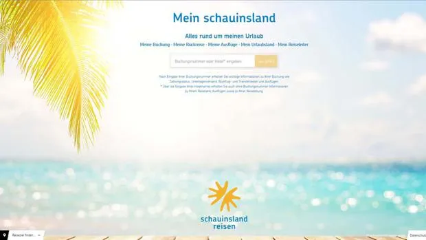 Bildschirmansicht des mein schauinsland Kundenportals mit Reiseinformationen und Urlaubscountdown.