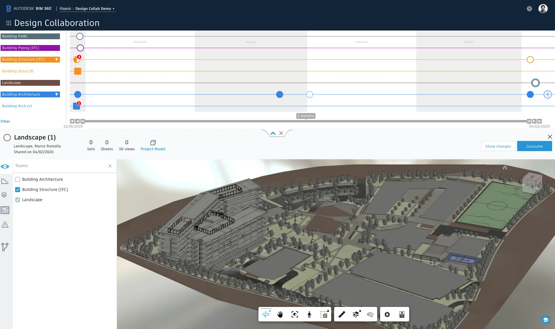BIM 360 Design Kollaboration Benutzeroberfläche zur Modellprüfung