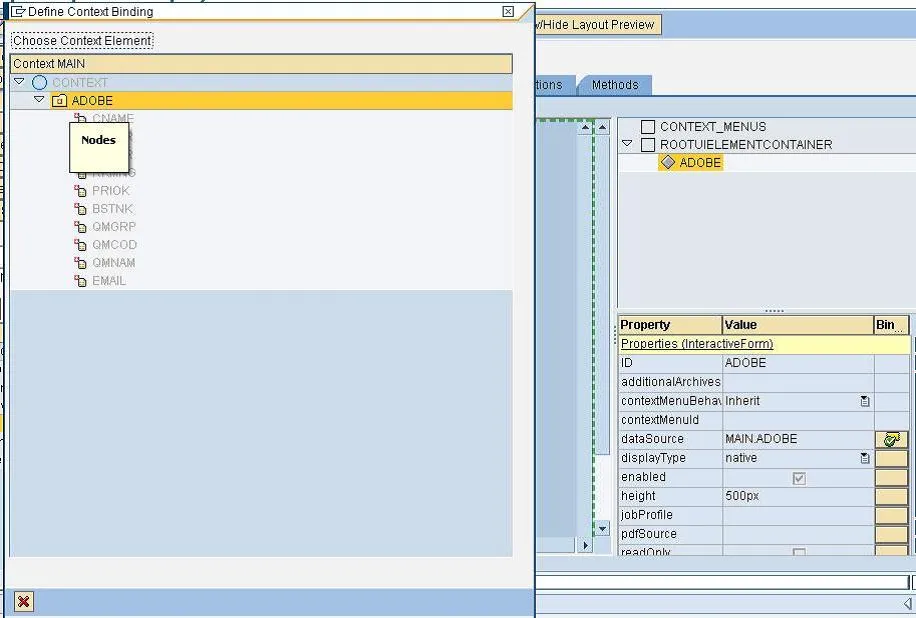 Binding der Datenfelder