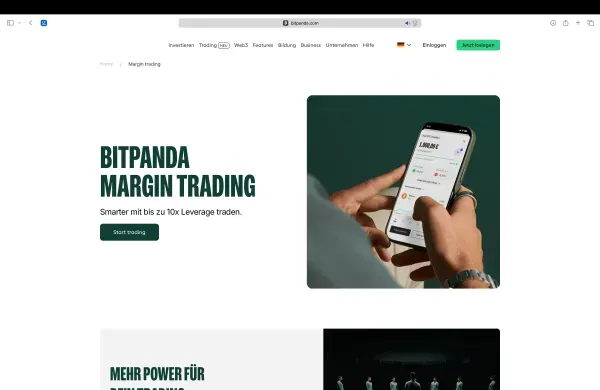 Bitpanda Margin Trading Oberflächenübersicht