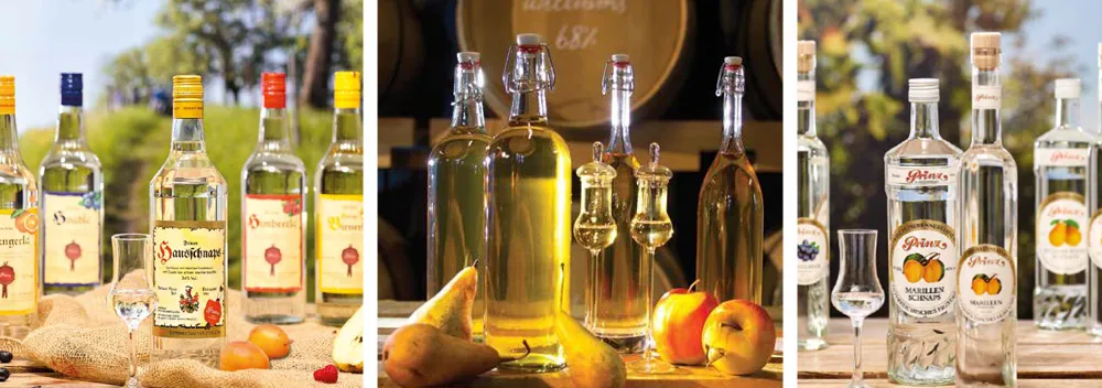 Blick auf die traditionelle Feinbrennerei Prinz am Bodensee, bekannt für ihre hochwertigen Obstbrände und Liköre.