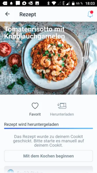 Bosch Home Connect App auf einem Smartphone mit Rezeptansicht