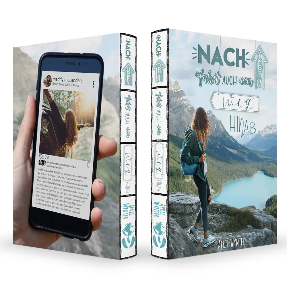 Buchcover des Jugendromans "Nach oben führt auch ein Weg hinab" von April Wynter.
